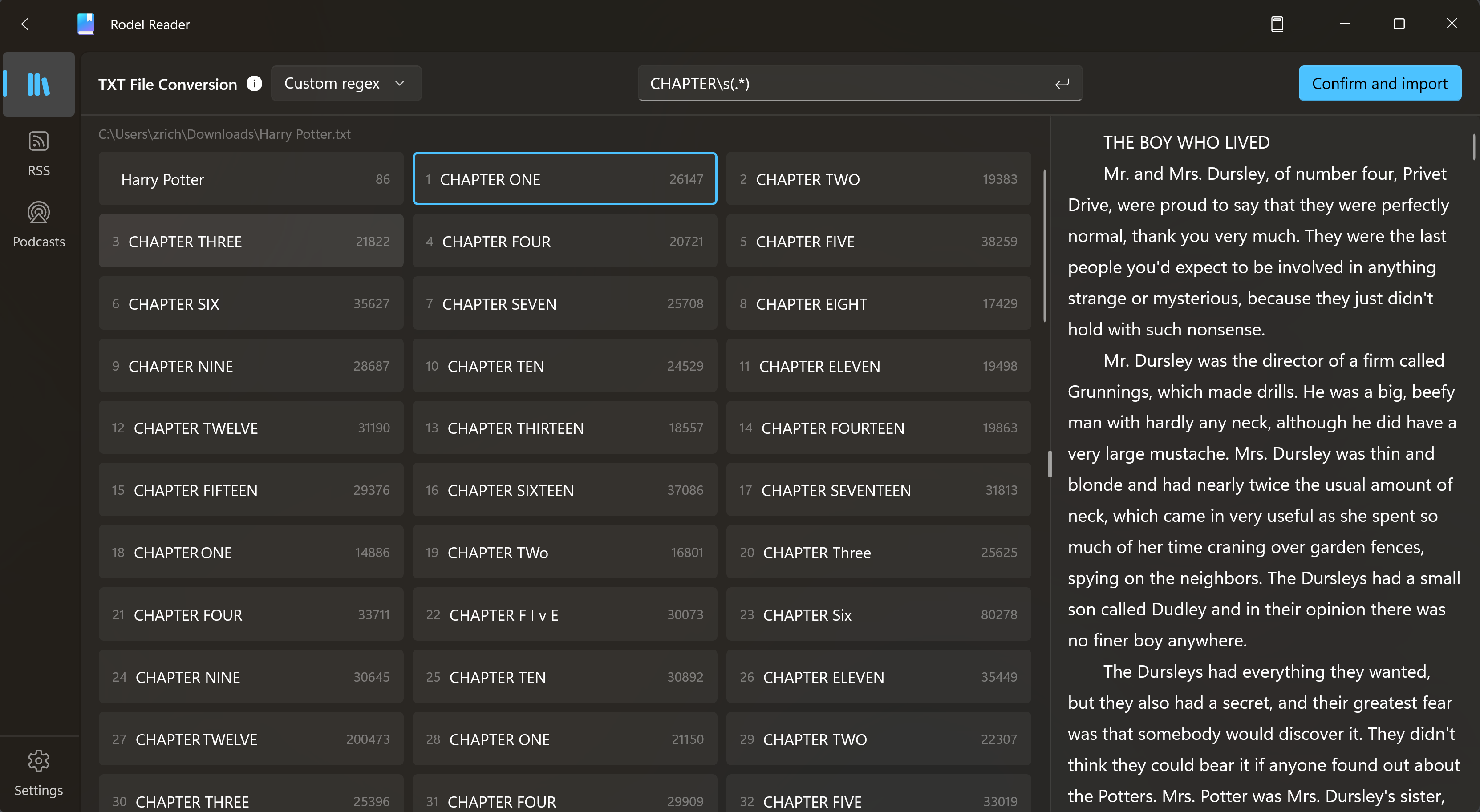 Splitting TXT in-app